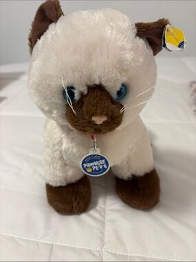 Build-A-Bear Promise Pet Cream and Brown Siamese Cat Plush NWT